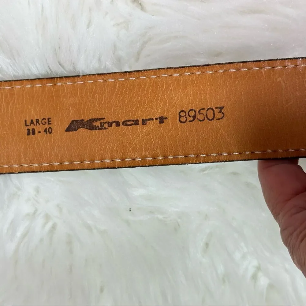 Tan Leather Kmart vintage belt with Stitched Edges